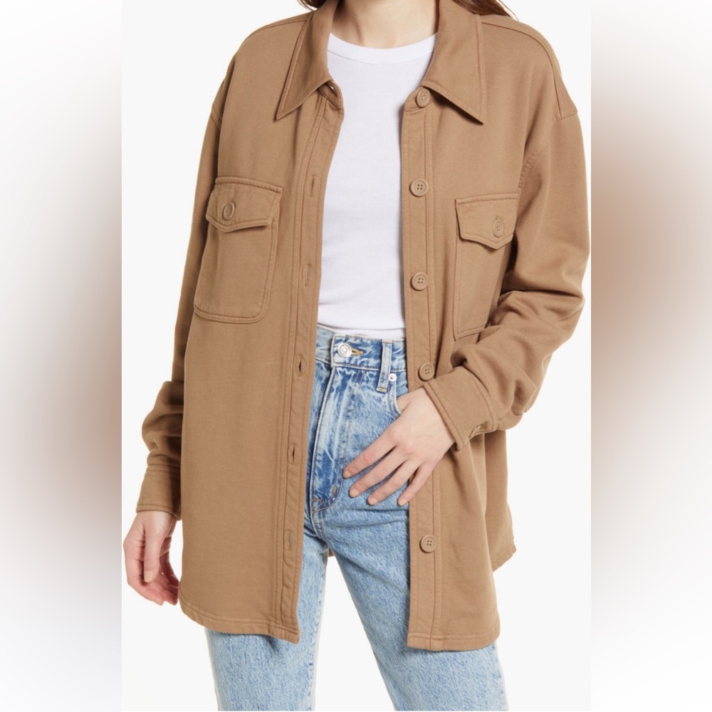 Good American Fleece Shirt Jacket